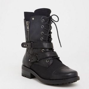 Black lace and zip up ww combat boots from torrid